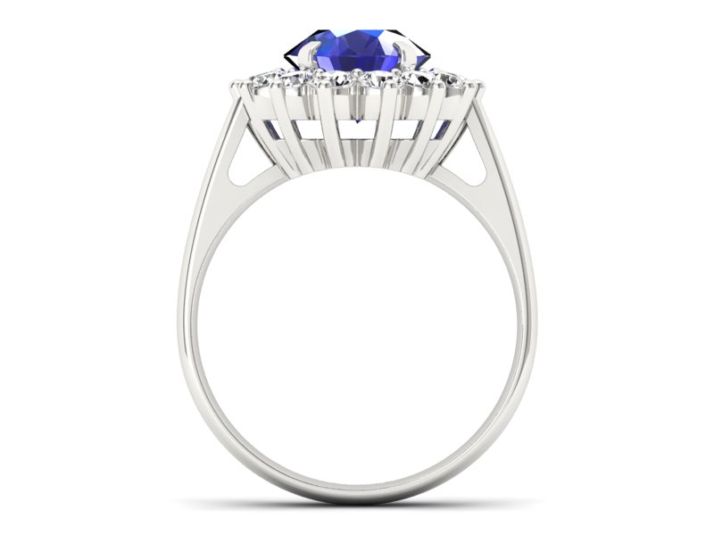 Pierścionek z szafirem i brylantami białe złoto - p16327bszc - 2