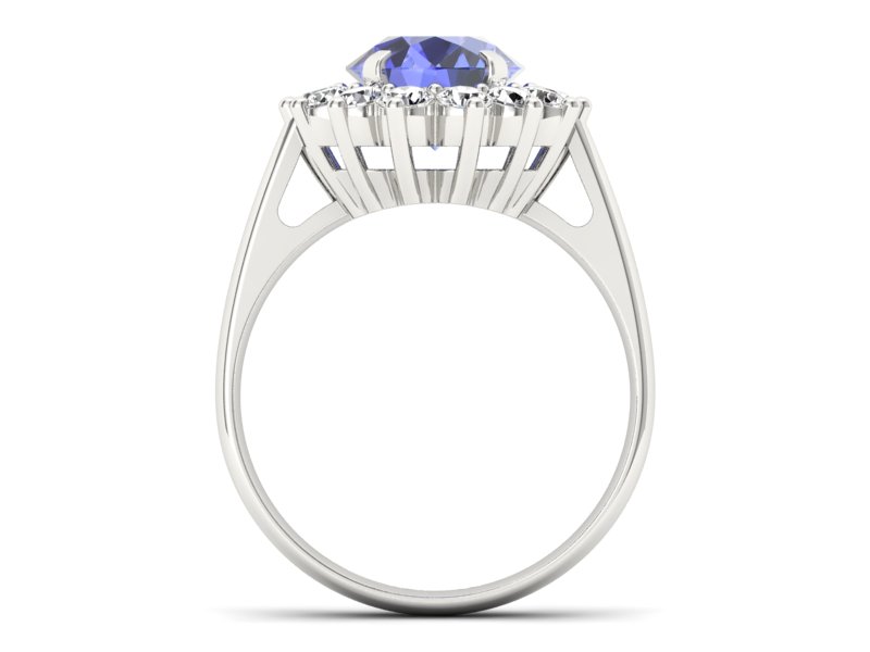 Pierścionek z tanzanitem białe złoto i brylantami - p16327bt - 2