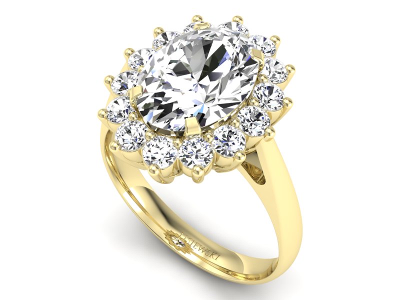 Złoty pierścionek z diamentami żółte złoto - p16327z - 3