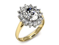 Pierścionek z diamentami żółte i białe złoto 585 - p16327zb