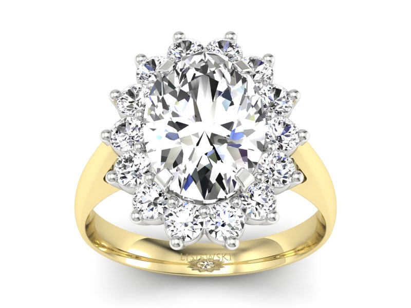 Pierścionek z diamentami żółte i białe złoto - p16327zb - 1