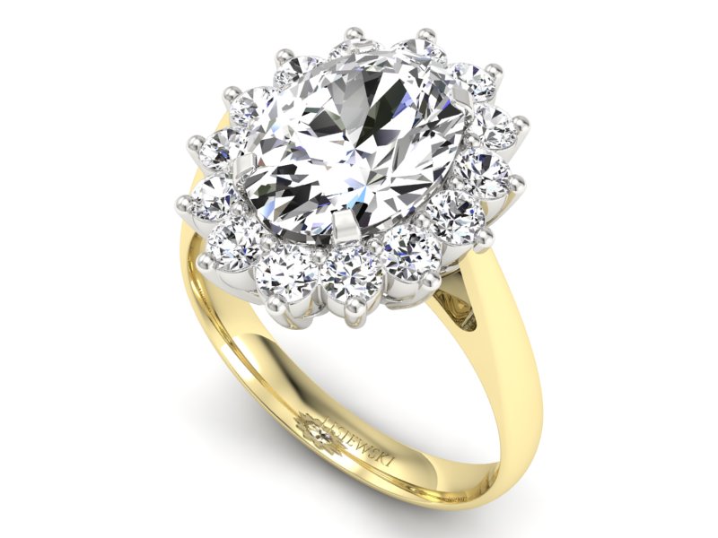 Pierścionek z diamentami żółte i białe złoto - p16327zb - 3