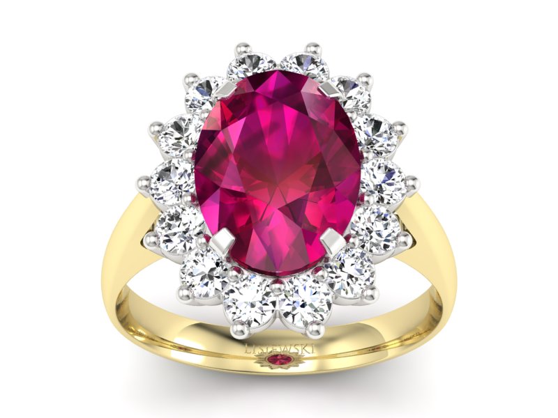 Pierścionek z rubinem i diamentami - p16327zbr - 1