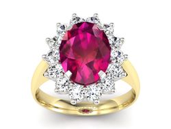 Pierścionek z rubinem i diamentami złoto 585 - p16327zbr