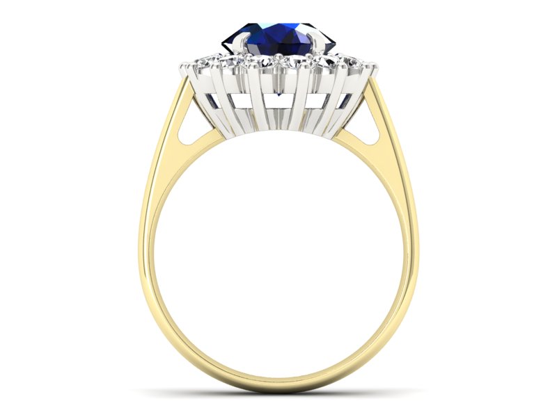 Złoty pierścionek z szafirem i brylantami - p16327zbsz - 2