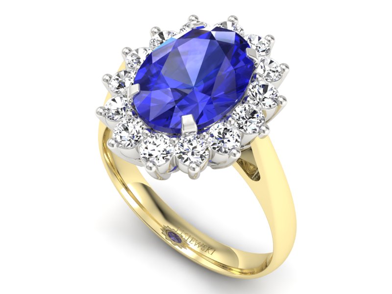 Złoty pierścionek z szafirem i brylantami - p16327zbszc - 3