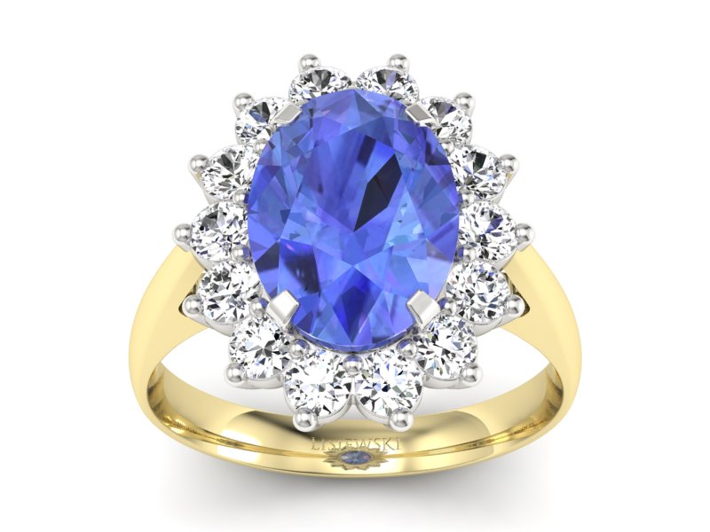 Złoty Pierścionek z tanzanitem i brylantami - p16327zbt - 1