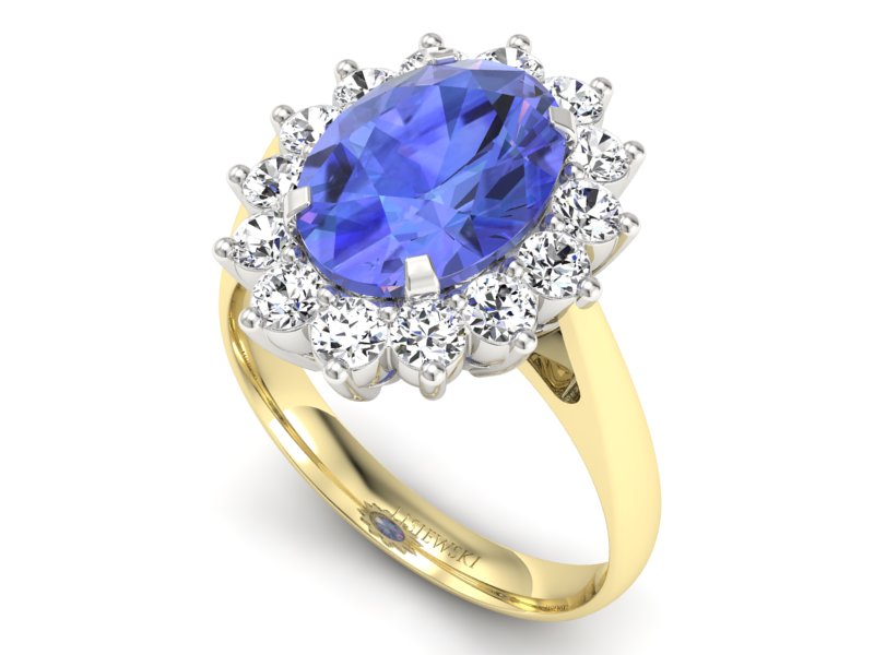 Złoty Pierścionek z tanzanitem i brylantami - p16327zbt - 3