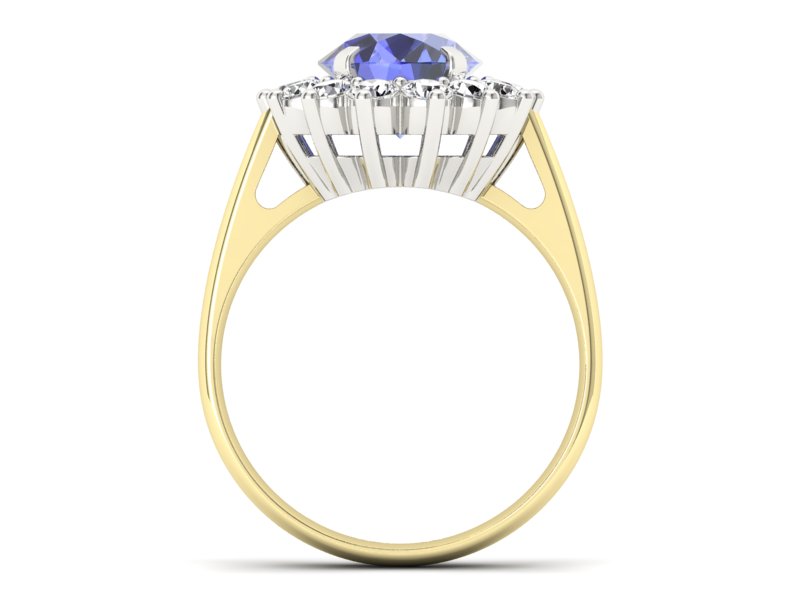Złoty Pierścionek z tanzanitem i brylantami - p16327zbt - 2