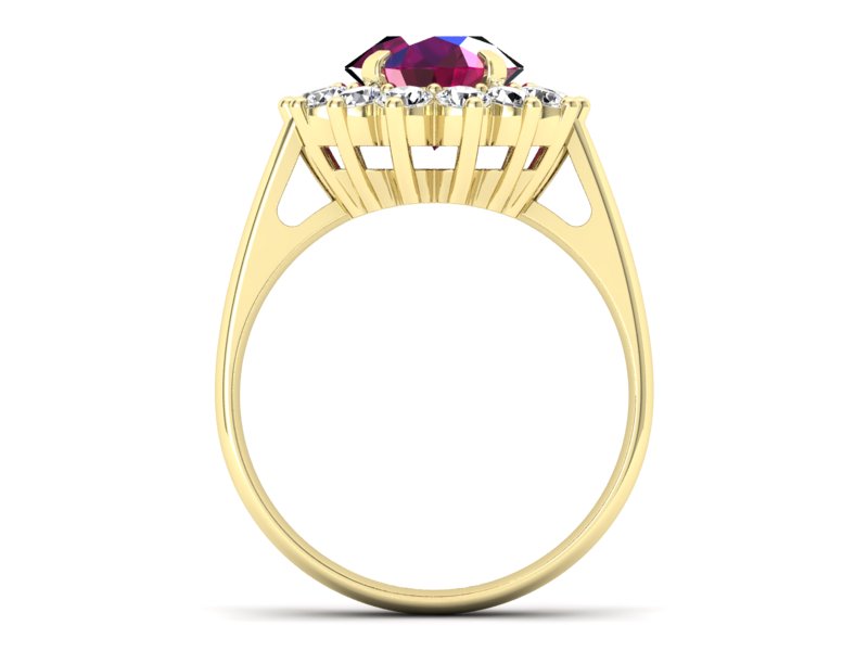 Złoty pierścionek z rubinem i brylantami - p16327zr - 2