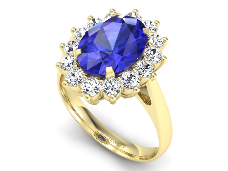 Pierścionek z szafirem i brylantami żółte złoto - p16327zszc - 3