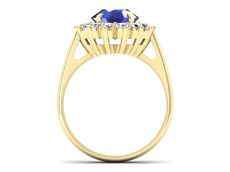 Pierścionek z szafirem i brylantami żółte złoto - p16327zszc - 2