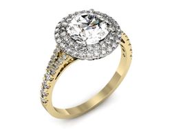 Pierścionek z diamentami żółte i białe złoto 585 - p16328zb