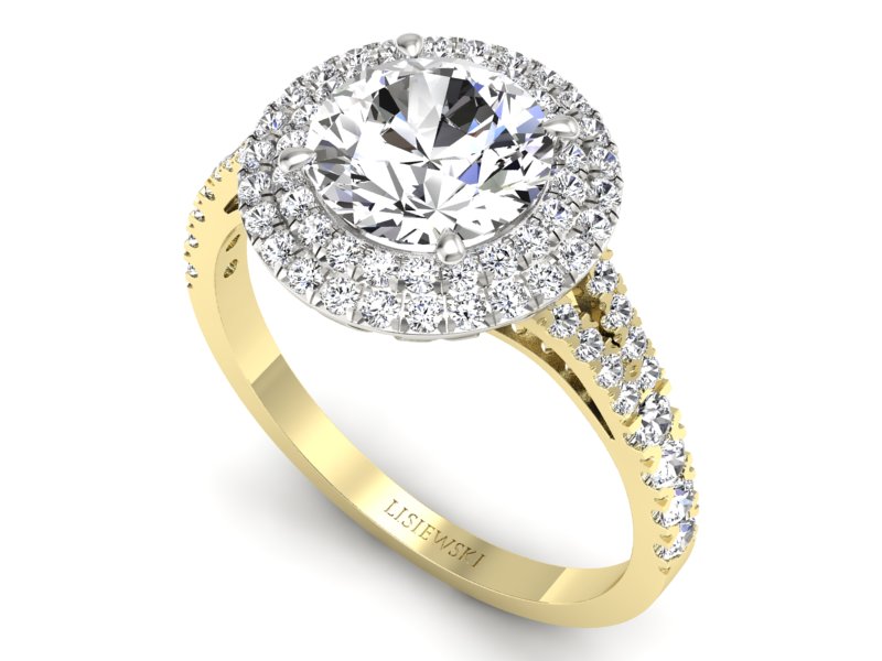 Pierścionek z diamentami żółte i białe złoto - p16328zb - 3