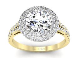 Pierścionek z diamentami żółte i białe złoto - p16328zb