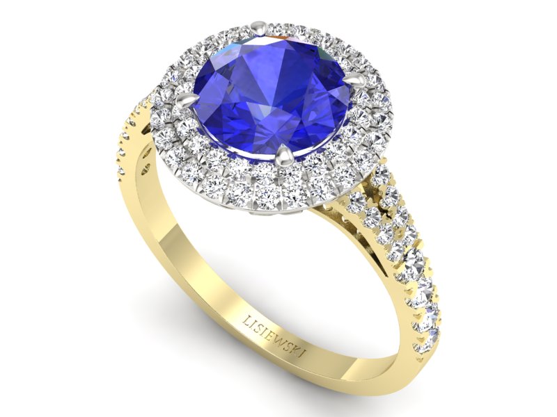 Pierścionek z szafirem i diamentami - p16328zbszc - 3