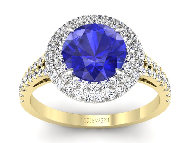 Pierścionek z szafirem i diamentami - p16328zbszc - 1