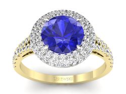 Pierścionek z szafirem i diamentami - p16328zbszc