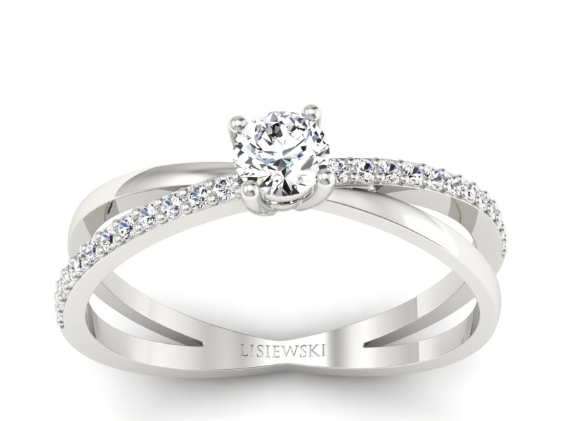 Pierścionek zaręczynowy z brylantami białe złoto - p16329b - 1