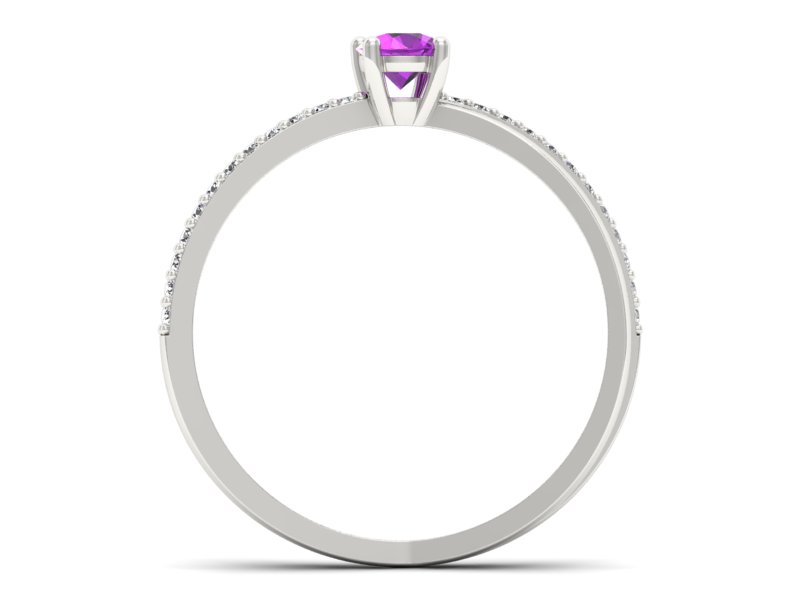 Złoty pierścionek z ametystem i brylantami - p16329bam - 2