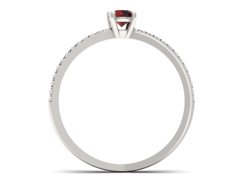 Pierścionek z granatem i brylantami białe złoto - p16329bgr - 2