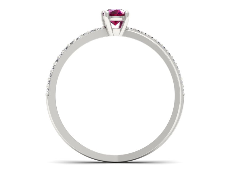 Pierścionek z rubinem i brylantami białe złoto - p16329br - 2