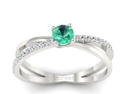 Złoty pierścionek ze szmaragdem i brylantami - p16329bsm