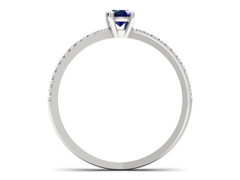 Pierścionek z szafirem i brylantami białe złoto - p16329bsz - 2