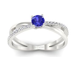 Pierścionek zaręczynowy z szafirem i brylantami - p16329bszc