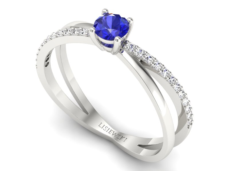 Pierścionek zaręczynowy z szafirem i brylantami - p16329bszc - 3