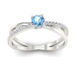 Pierścionek z topazem i brylantami białe złoto - p16329btp