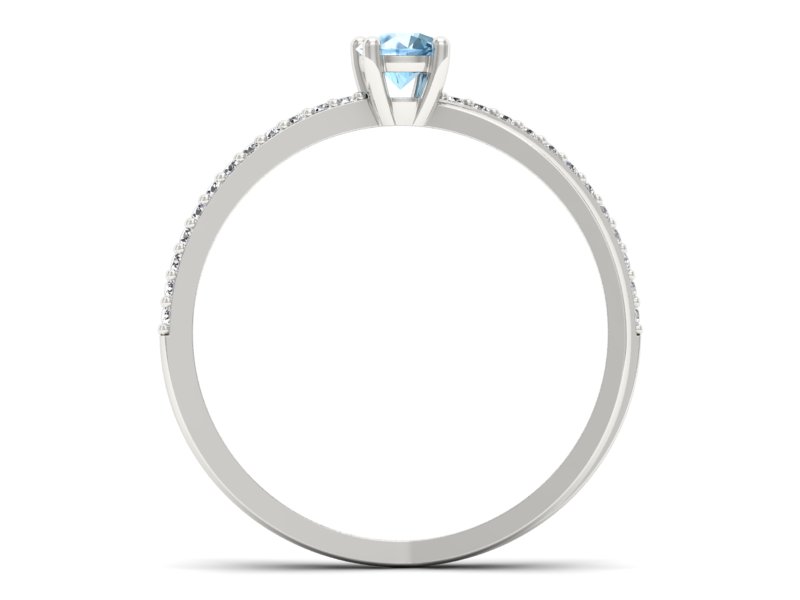 Pierścionek z topazem i brylantami białe złoto - p16329btp - 2