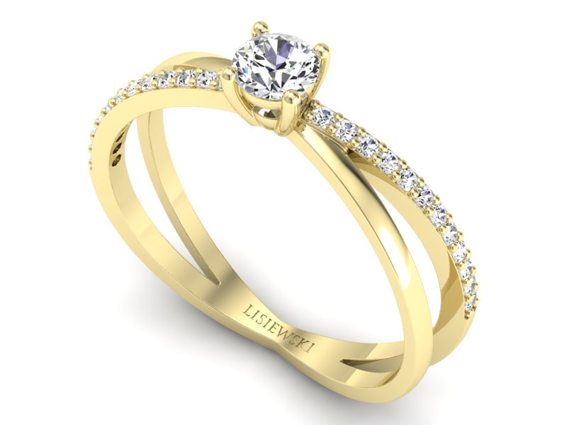 Złoty pierścionek z brylantami żółte złoto - p16329z - 3