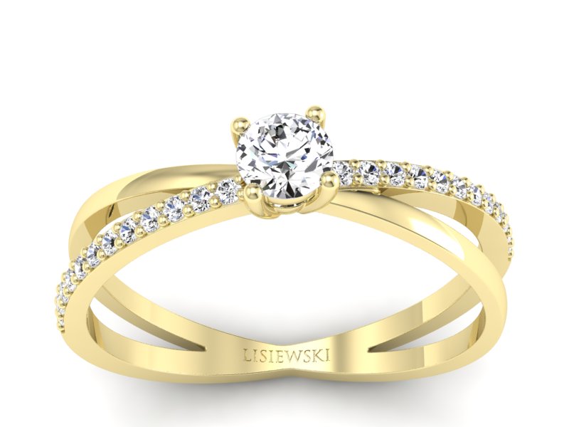 Złoty pierścionek z brylantami żółte złoto - p16329z - 1