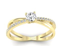 Złoty pierścionek z brylantami żółte złoto - p16329z