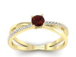 Pierścionek zaręczynowy z granatem i brylantami - p16329zgr