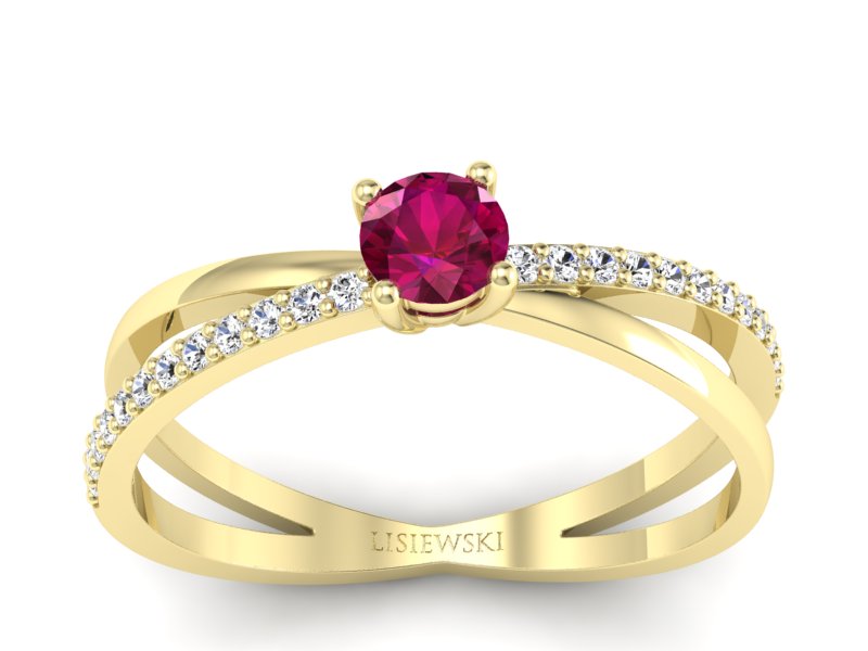 Pierścionek z rubinem i brylantami - p16329zr - 1