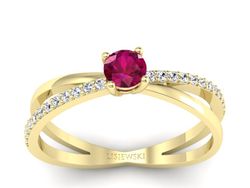 Pierścionek z rubinem i brylantami - p16329zr