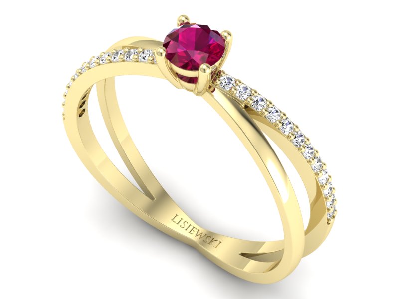 Pierścionek z rubinem i brylantami - p16329zr - 3