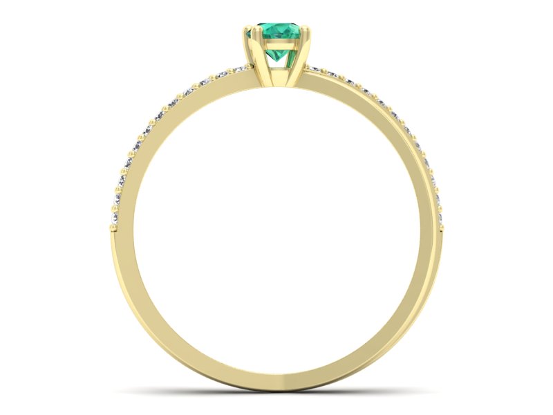 Złoty pierścionek ze szmaragdem i brylantami - p16329zsm - 2