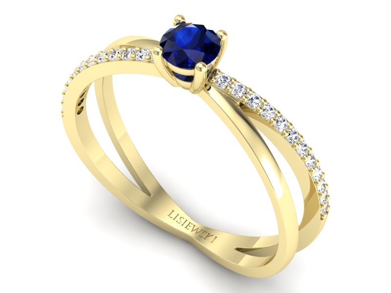 Pierścionek zaręczynowy z szafirem i diamentami - p16329zsz - 3