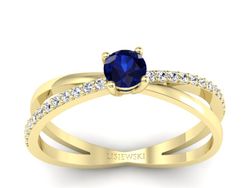 Pierścionek zaręczynowy z szafirem i diamentami - p16329zsz