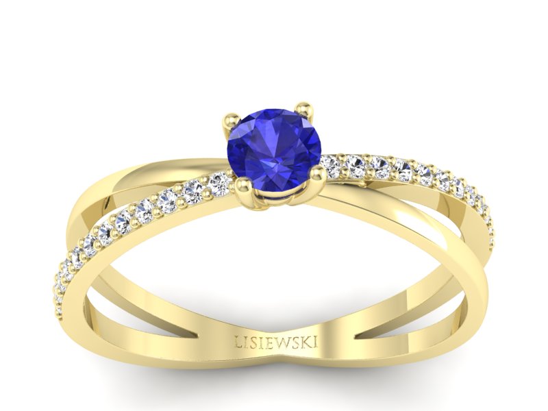 Pierścionek zaręczynowy z szafirem i brylantami - p16329zszc - 1