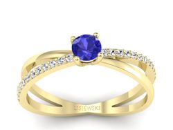 Pierścionek zaręczynowy z szafirem i brylantami - p16329zszc