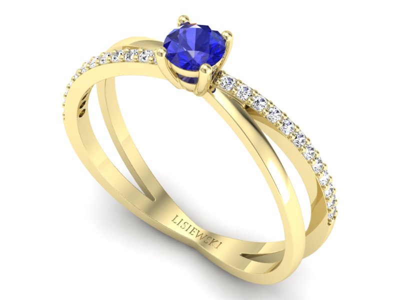 Pierścionek zaręczynowy z szafirem i brylantami - p16329zszc - 3