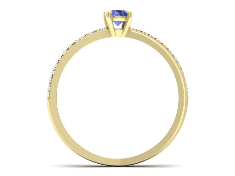 Pierścionek z tanzanitem i brylantami żółte złoto - p16329zt - 2