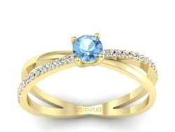 Złoty pierścionek z topazem i brylantami - p16329ztp