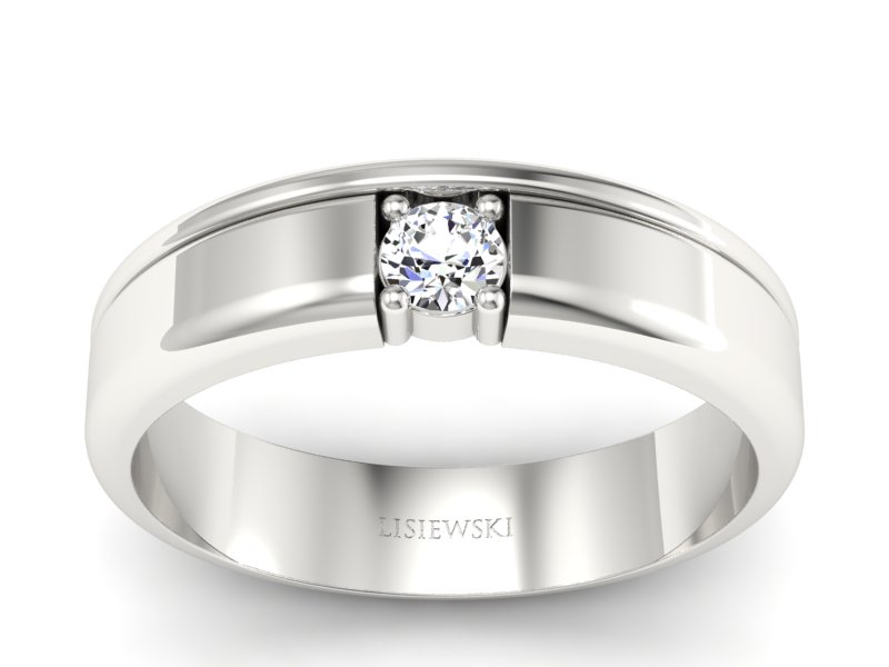 Złoty Pierścionek z brylantem białe złoto 585 - p16332b - 1