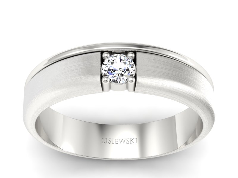 Złoty Pierścionek z diamentem w białym złocie - p16332bmp - 1