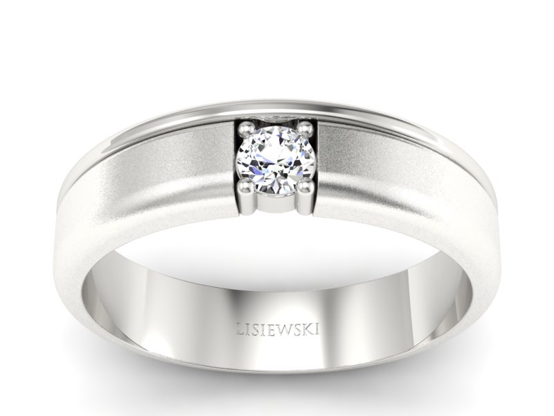 Złoty Pierścionek z brylantem białe złoto 585 - p16332bms - 1